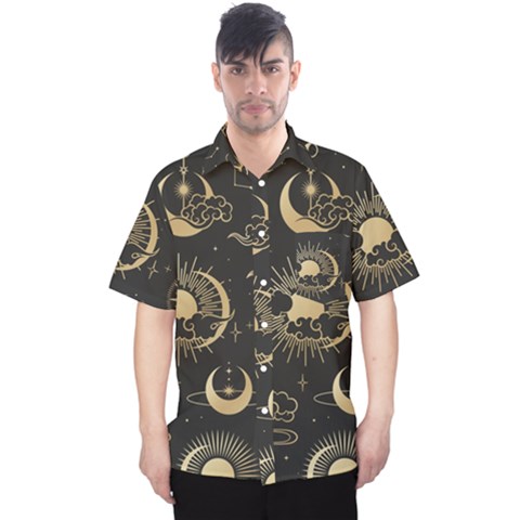 Asian Seamless Pattern With Clouds Moon Sun Stars Vector Collection Oriental Chinese Japanese Korean Men s Hawaii Shirt by Grandong