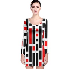 Background Geometric Pattern Long Sleeve Velvet Bodycon Dress by Grandong