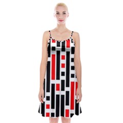 Background Geometric Pattern Spaghetti Strap Velvet Dress by Grandong