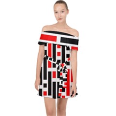 Background Geometric Pattern Off Shoulder Chiffon Dress by Grandong