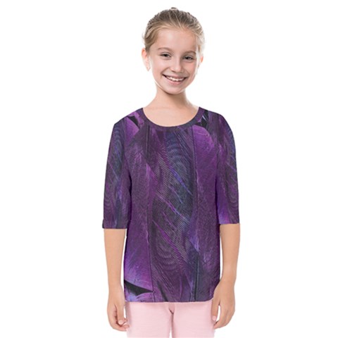 Feather Pattern Texture Form Kids  Quarter Sleeve Raglan Tee by Grandong