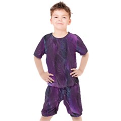 Feather Pattern Texture Form Kids  Tee And Shorts Set by Grandong