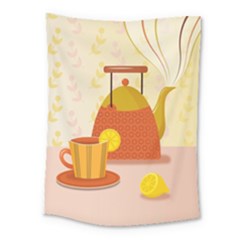 Tea Pot Cup Drawing Medium Tapestry by Grandong