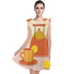 Tea Pot Cup Drawing Tie Up Tunic Dress by Grandong