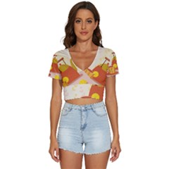 Tea Pot Cup Drawing V-neck Crop Top by Grandong