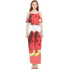 Strawberries Fruit Draped Sleeveless Chiffon Jumpsuit