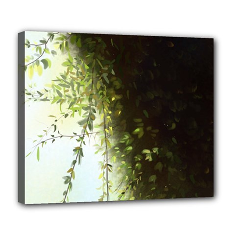 Branch Plant Shrub Green Natural Deluxe Canvas 24  X 20  (stretched) by Grandong