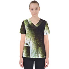 Branch Plant Shrub Green Natural Women s V-neck Scrub Top by Grandong