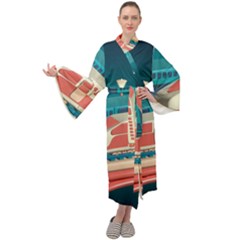 Bridge Transportation Train Toys Maxi Velvet Kimono