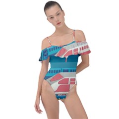 Bridge Transportation Train Toys Frill Detail One Piece Swimsuit