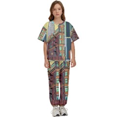Building Urban Architecture Tower Kids  Tee And Pants Sports Set by Grandong
