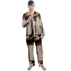 Generated Desk Book Inkwell Pen Men s Long Sleeve Satin Pajamas Set by Grandong