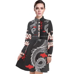 Dragon  Long Sleeve Chiffon Shirt Dress