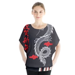 Dragon  Batwing Chiffon Blouse