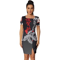 Dragon  Fitted Knot Split End Bodycon Dress