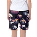 Halloween party skulls, Demonic pumpkins pattern Women s Basketball Shorts View2