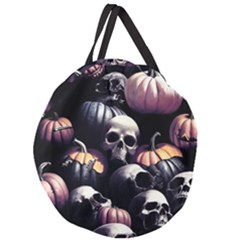 Halloween Party Skulls, Demonic Pumpkins Pattern Giant Round Zipper Tote by Casemiro