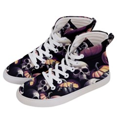 Halloween Party Skulls, Demonic Pumpkins Pattern Men s Hi-top Skate Sneakers by Casemiro