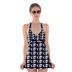 Guitar player noir graphic Halter Dress Swimsuit 