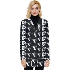Guitar player noir graphic Button Up Hooded Coat 