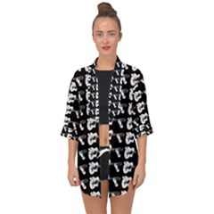 Guitar player noir graphic Open Front Chiffon Kimono