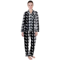 Guitar Player Noir Graphic Women s Long Sleeve Satin Pajamas Set	 by dflcprintsclothing