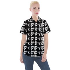 Guitar player noir graphic Women s Short Sleeve Pocket Shirt