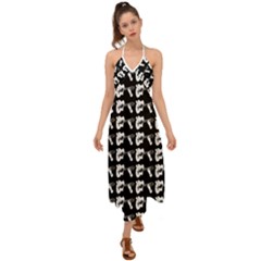 Guitar Player Noir Graphic Halter Tie Back Dress  by dflcprintsclothing