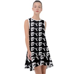 Guitar player noir graphic Frill Swing Dress