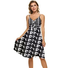 Guitar Player Noir Graphic Sleeveless Tie Front Chiffon Dress by dflcprintsclothing