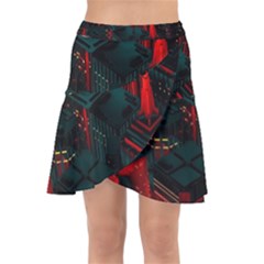 A Dark City Vector Wrap Front Skirt