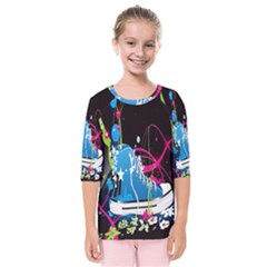 Sneakers Shoes Patterns Bright Kids  Quarter Sleeve Raglan Tee