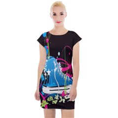 Sneakers Shoes Patterns Bright Cap Sleeve Bodycon Dress