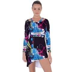 Sneakers Shoes Patterns Bright Asymmetric Cut-Out Shift Dress