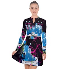 Sneakers Shoes Patterns Bright Long Sleeve Panel Dress