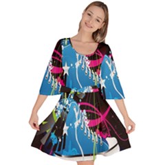 Sneakers Shoes Patterns Bright Velour Kimono Dress