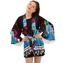 Sneakers Shoes Patterns Bright Long Sleeve Kimono by Proyonanggan