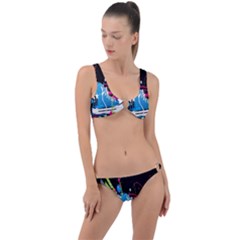 Sneakers Shoes Patterns Bright Ring Detail Crop Bikini Set