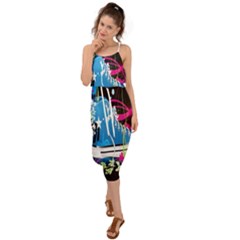 Sneakers Shoes Patterns Bright Waist Tie Cover Up Chiffon Dress