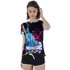 Sneakers Shoes Patterns Bright Short Sleeve Open Back Tee