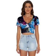 Sneakers Shoes Patterns Bright V-Neck Crop Top