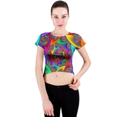 Color Spiral Crew Neck Crop Top