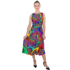 Color Spiral Midi Tie-back Chiffon Dress by Proyonanggan