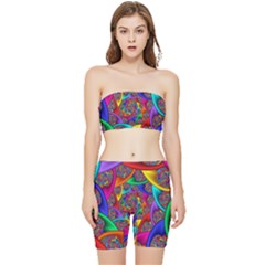 Color Spiral Stretch Shorts And Tube Top Set by Proyonanggan