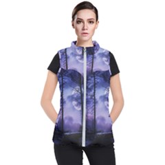 Moonlit A Forest At Night With A Full Moon Women s Puffer Vest by Proyonanggan