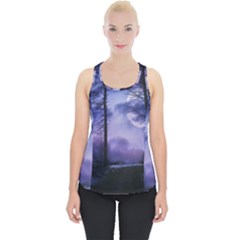 Moonlit A Forest At Night With A Full Moon Piece Up Tank Top by Proyonanggan
