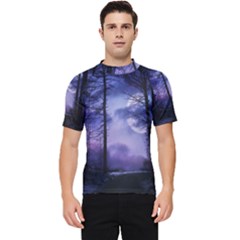 Moonlit A Forest At Night With A Full Moon Men s Short Sleeve Rash Guard by Proyonanggan