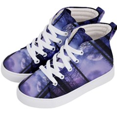 Moonlit A Forest At Night With A Full Moon Kids  Hi-top Skate Sneakers by Proyonanggan
