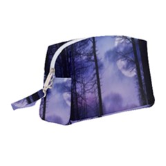 Moonlit A Forest At Night With A Full Moon Wristlet Pouch Bag (medium) by Proyonanggan