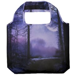 Moonlit A Forest At Night With A Full Moon Foldable Grocery Recycle Bag by Proyonanggan